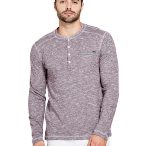 NEW GUESS Marlon Pocket Henley Men's Shirt SZ M - Picture 1 of 1